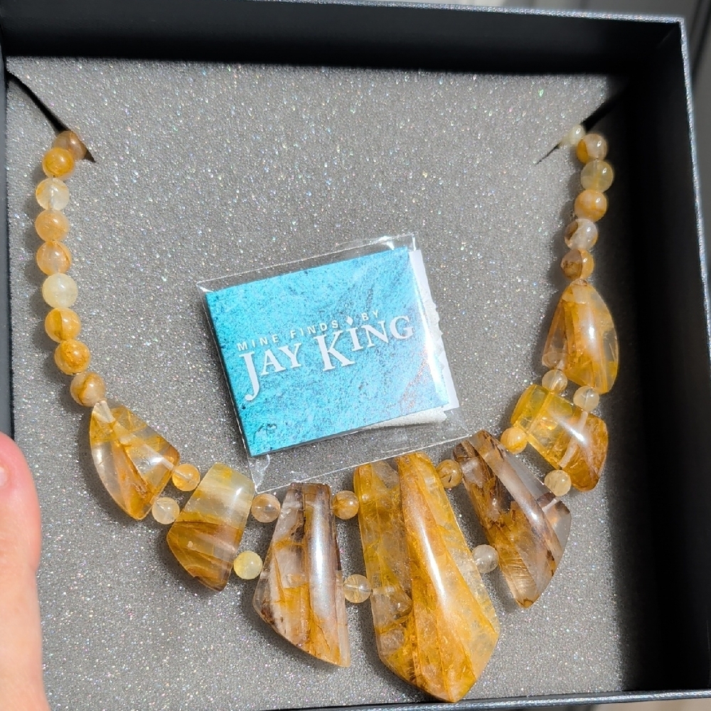 NIB Jay King Honey Brown Faceted Stone Necklace - Picture 2 of 4